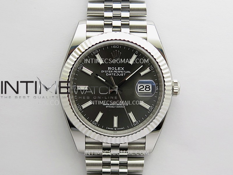 CLEAN공장 롤렉스 데이저스트 41 스틸 그레이다이얼 쥬빌레브레이슬릿 다크로듐 DateJust 41mm 126334 904L SS Clean Plus 1:1 Best Edition Gray Dial Stick Marker On Jubilee Bracelet DD3235 클린 플러스