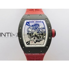 ZF공장 리차드밀 RM055 NTPT 스켈레톤다이얼 레드러버스트랩 RM055 White Inner Bezel Red Crown NTPT ZF 1:1 Best Edition Skeleton Dial On Red Shark Rubber Strap RMUL2 Super Clone